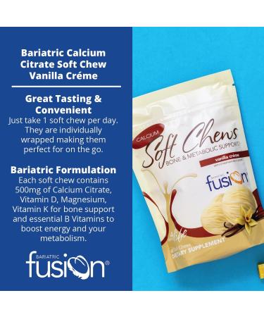 Bariatric Fusion Calcium Citrate & Energy Soft Chew - Vanilla Flavored - 60 Count - Sugar Free Bariatric Vitamin for Gastric Bypass & Sleeve Gastrectomy Patients - Buy Online on GoSupps.com