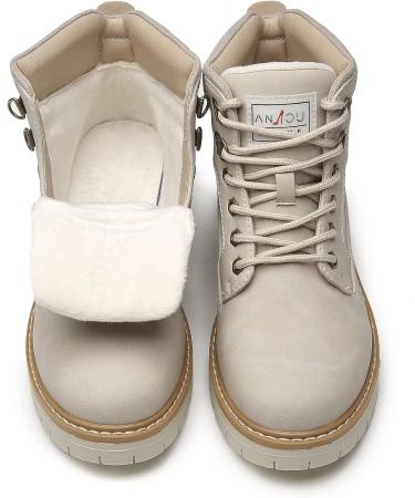 AnjouFemme Women's Winter Snow Hiking Work Boots - Size 8.5, Grey - Buy Online on GoSupps.com