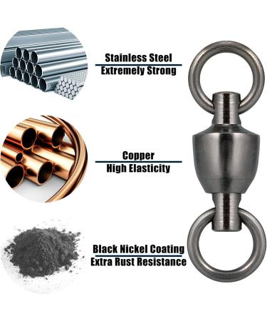 Dr.Fish Ball Bearing Swivels - Saltwater Fishing Tackle - Heavy Duty Black Nickel - 20 Pack #4-200LB - Buy Online on GoSupps.com