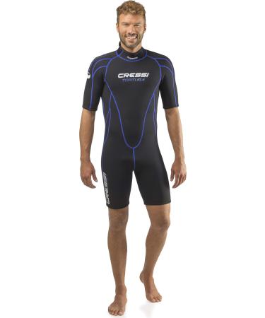 Cressi Shorty Men's Wetsuit for Water Activities in Warm Waters- Tortuga 2.5mm Premium Neoprene Small Black/Blue