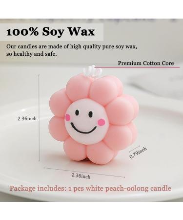 Smiley Candles - Aesthetic Soy Wax Aromatherapy Gifts for Women | Cute Flower Shaped Scented Candle - Peach Oolong Tea Room Decor (3 Inch - Buy Online on GoSupps.com