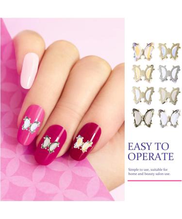 KALLORY 40 Pieces Butterfly Nail Charms Metal Crystal Nail Art Studs Butterflies Nails Decoration for DIY - Buy Online on GoSupps.com