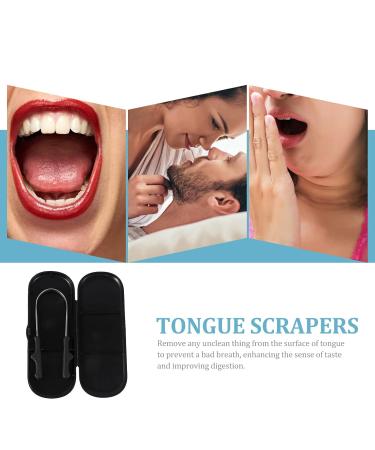 Healifty Stainless Steel Tongue Scraper Set - Medical Grade Tongue Cleaner with Storage Case for Men, Women, Kids - Reusable and Hygienic (Black) - Buy Online on GoSupps.com