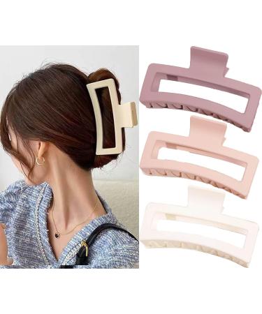 Hair Claw Clips-Nonslip Large Matte Claw Clip Strong Hold Hair Clips Suitable for Women Girls Strong Hold Clips for Thick Thin Hair Fashion Hair Styling Accessories(Milk white pink purple) - Buy Online on GoSupps.com