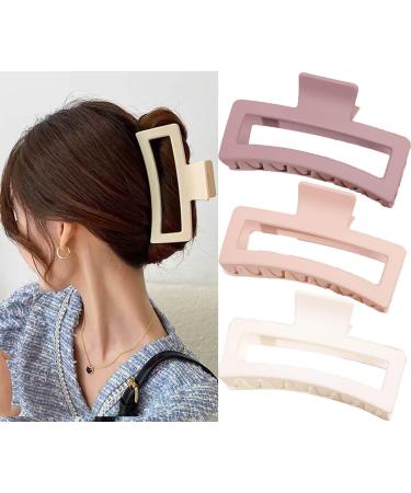 Hair Claw Clips-Nonslip Large Matte Claw Clip Strong Hold Hair Clips Suitable for Women Girls Strong Hold Clips for Thick Thin Hair Fashion Hair Styling Accessories(Milk white pink purple)