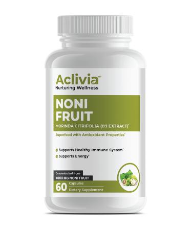 Aclivia Noni Fruit Capsules  Immune Support Supplement, Antioxidant Superfood Energy Booster, Promotes Healthier Skin, Hair & Nails, Joints & Brain Support, 4000mg Morinda citrifolia Extract Capsules