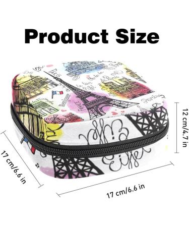 Vintage Paris Eiffel Tower Postcard Menstruation Bag with Zipper | Stylish Women's Napkin & Tampon Collection Bag - Buy Online on GoSupps.com
