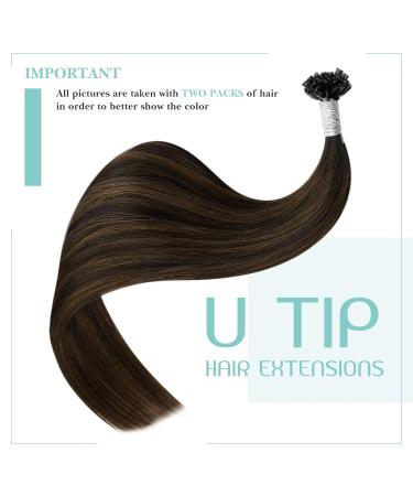 Youngsee Braun Ombre U Tip Hair Extensions - Real Hair Bonding for Women - Dark Brown & Medium Brew - 55cm 50g Salon Quality - #2/2/6 - Buy Online on GoSupps.com