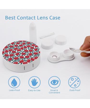 Rose Floral Cute Contact Lens Case - Portable Travel Storage Box Kit with Mirror for Outdoor Use - Buy Online on GoSupps.com