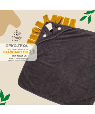 Liomio Baby Hooded Towel 75x75 cm | 100% Cotton Oeko-Tex 100 | Cute Lion Design | Perfect Baby Bath Towel & Gift - Made in EU - Buy Online on GoSupps.com