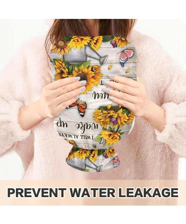 Shop Naanle Wood Butterfly Sunflower Hot Water Bottle - 1L Hand & Foot Warmer for Pain Relief | Transparent Cover & Heat Therapy - Buy Online on GoSupps.com