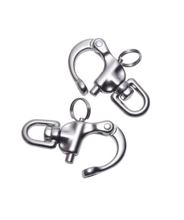 Boat Jaw Swivel Eye Snap Shackle,Quick Release Bail Rigging Sailing Boat Marine 316 Stainless Steel Clip, Pack of 2