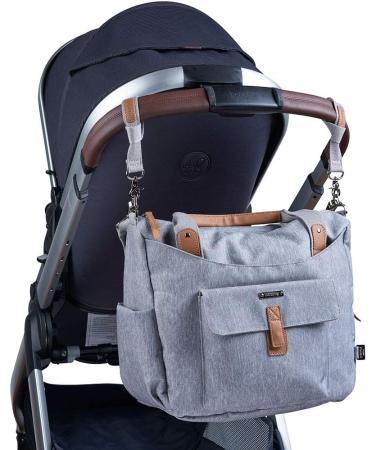 BABABING Roma 2 Baby Changing Bag | Detachable Bottle Holder & Changing Matt | Multi-compartment Shoulder Bag & Pram Organiser - Grey - Buy Online on GoSupps.com