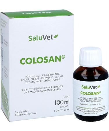 Saluvet Colosan 100 ml - Approved Medicine for Horses Cattle Pigs Sheep Goats Rabbits & Dogs | Treat Flatulence & Gastrointestinal Disorders - International Shipping Available - Buy Online on GoSupps.com