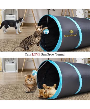 SunGrow Large Cat Tunnel Toy with Play Ball - Collapsible Maze Tube for Indoor Cats, Kittens, Rabbits, and Dogs - Buy Online on GoSupps.com