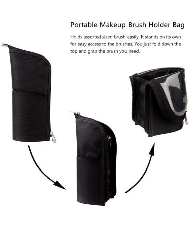 Makeup Brush Case Travel Organizer for Brushes, Lip Glosses, Eyeliners - Black Small - Buy Online on GoSupps.com