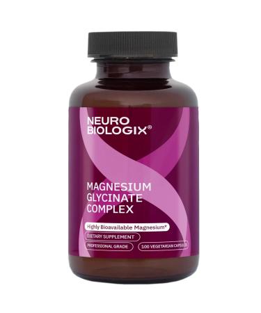 Neurobiologix Magnesium Glycinate Complex TRAACS Magnesium Bisglycinate Chelate for Muscle Nerve & Bone Support Gentle Easy-to-Digest Magnesium Supplement Non GMO Gluten Free 100 Capsules