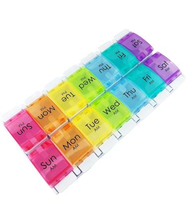 JFA Weekly Pill Box Organizer for Medicines & Vitamins | 7-Day Reminder, 2 Compartments per Day, Multicolor | 1 Count - Buy Online on GoSupps.com