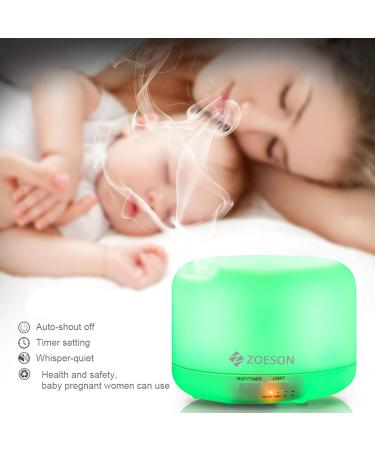 Zoeson 500ml Aromatherapy Diffuser - BPA-Free Essential Oil Ultrasonic Humidifier with 7 LED Colors for Bedroom | International Shipping - Buy Online on GoSupps.com