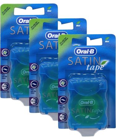 3 x Satin Tape 25m Dental Waxed Mint Floss Oral Care Clean Fresh Teeth