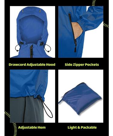 DEMOZU Men's Lightweight Packable Rain Jacket with Hood - Navy Blue, Size XX-Large - Buy Online on GoSupps.com