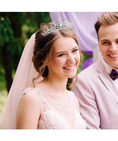 2 Pack Silver Crystal Tiara Crown Jewelry Set for Women & Girls - Elegant Rhinestone Diadem Headpiece for Princess Birthday, Wedding, Prom & Pageant Gift - Buy Online on GoSupps.com