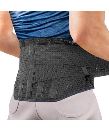 Back support back belt for the loin area bandage for pain relief injury prevention back stabilization perfect adjustment black L (1 Pack)
