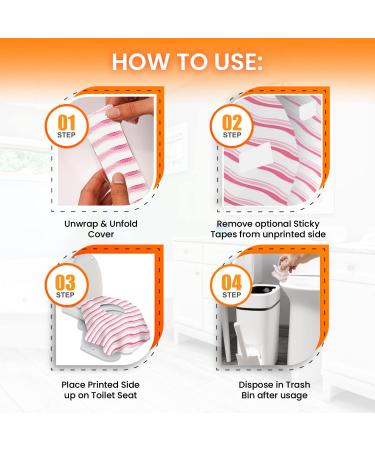 20 Extra Large Toilet Seat Covers Disposable for Kids & Adults-Toilet Covers Disposable for Travel-Toddler Toilet Seat Cover Liners for Potty Training-Individually Wrapped-Waterproof Pink Waves - Buy Online on GoSupps.com