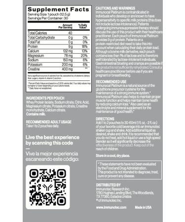 Immunocal Supplement Pack of 2 1 Platinum and 1 Booster Whey Protein Isolate and Glutathione Precursor Includes 50+ Fruits and Vegetables 30 Servings Each - Buy Online on GoSupps.com