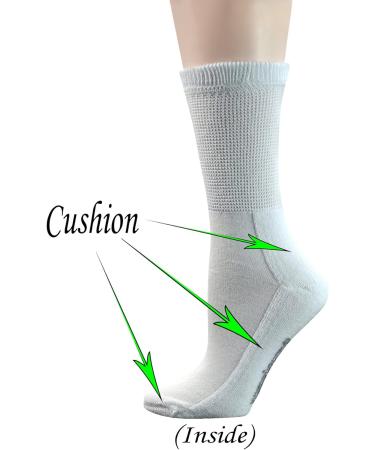 Yomandamor Women's Non-Binding Cotton Crew Diabetic Socks - 5 Pairs White - Buy Online on GoSupps.com
