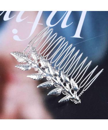 Allereya Vintage Leaf Hair Comb Barrette Metal Leaf Hair Side Comb Silver Floral Headpiece Greek Goddess Hair Comb Decorative Headwear Hair Accessories for Women and Girls (Silver) - Buy Online on GoSupps.com