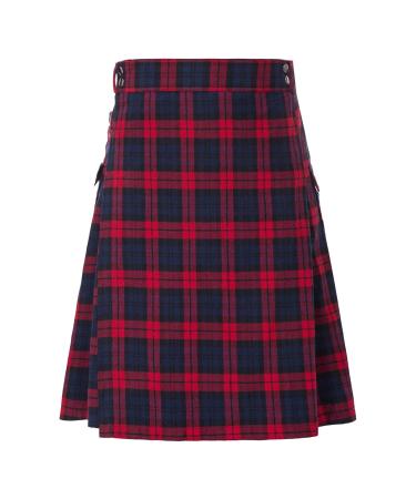 Kilt men Scottish Kilt red checked patchwork medieval Scotland fold cocks Classic cut regular streetwear men scottish skirt punk breathable red XL