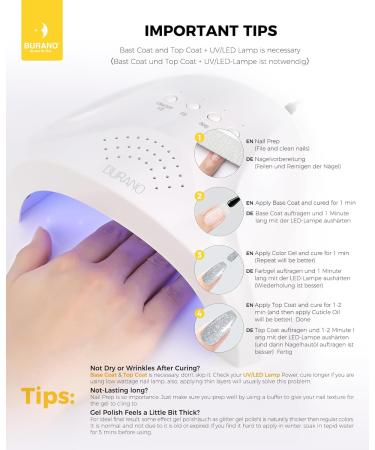 BURANO Holographic Gel Polish - Reflective White Silver Glitter UV LED Nail Polish 7.3ml for Home DIY - Curing Required (YH11 - Buy Online on GoSupps.com