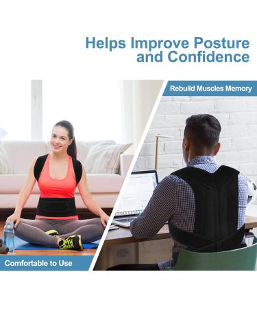 Adjustable Back Brace Posture Corrector for Men & Women | Comfort & Pain Relief for Neck Back & Shoulders | Lumbar Support (L - Buy Online on GoSupps.com