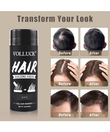VOLLUCK Hair Fiber for Thickening - Long-lasting Natural Hair Loss Solution for Men & Women - 28g Black - Buy Online on GoSupps.com