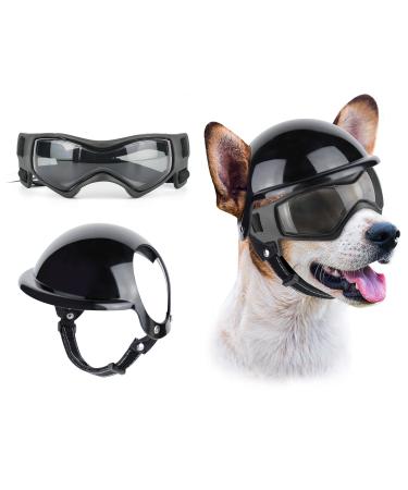 Namsan anti-UV dog glasses with pet helmet windproof eye protection dogs sunglasses cool motorcycle pet helmet for small/medium-sized dogs black - Buy Online on GoSupps.com