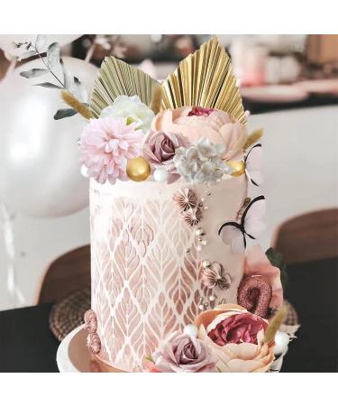 Euduq 29-Piece Boho Cake Decoration Set - Floral & Palm Leaf Decor for Birthdays Weddings & Baby Parties - Buy Online on GoSupps.com