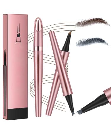 Microblading Eyebrow Pencil Kaluofan Microblading Eyebrow Pen Eyebrow Pencil Microblading Long-lasting Waterproof Creat Natural and Unique Makeup Look(Dark Brown+Gray) Gray+dark Brown