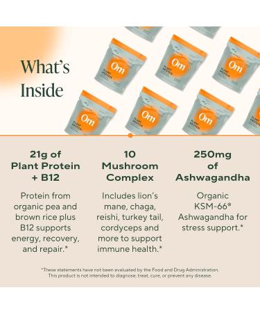 OM Master Blend Mushroom Powder Organic Mushroom Supplement with 10 Mushrooms & Ashwagandha + Plant Protein Unflavored Vegan Protein with BCAAs & B12 1.2 lb (16 Servings) - Buy Online on GoSupps.com