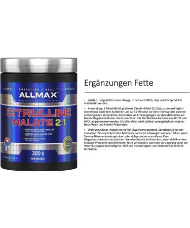 ALLMAX Essentials Citrulline Malate 2:1 - Vegan Endurance & Recovery Powder - 300g (150 Servings) - International Shipping Available - Buy Online on GoSupps.com