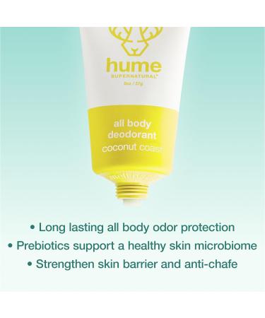Hume Supernatural Invisible Whole Body Deo Balm - Full Body Protection - Aluminum Free No Baking Soda - Anti-Chafing Odor Control - Clinically Tested on Sensitive Skin (Coconut Coast 3-Pack) - Buy Online on GoSupps.com