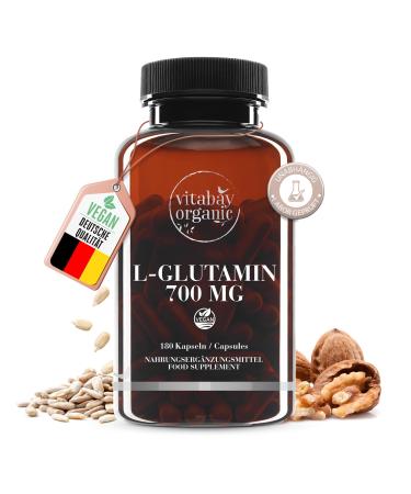 Vitabay L -Glutamin capsules 700mmg vegan - 180 capsules L -glutamine high -dose - L glutamine capsules glutamine glutamic acid - amino acid L -glutamine high doses. - Buy Online on GoSupps.com