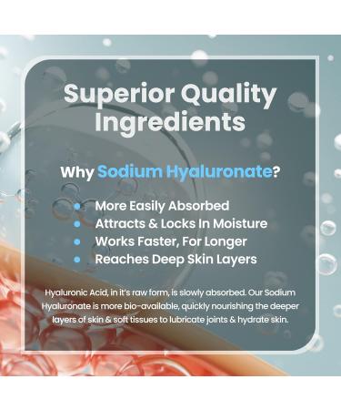 Hyaluronic Acid Capsules 300mg - Premium Grade 500-700kDa - 60 Capsules - With Vitamin C - Natural Moisturizer - Made in UK - Buy Online on GoSupps.com
