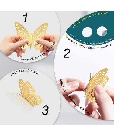 144Pcs 3D Gold Butterfly Wall Decor - 6 Styles & 3 Sizes | Party & Cake Decorations - Buy Online on GoSupps.com