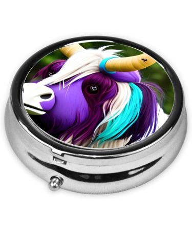 Colorful Cow's Head Round Pill Box | 3 Compartment Travel Organizer - Portable Pill Storage for International Use - Buy Online on GoSupps.com