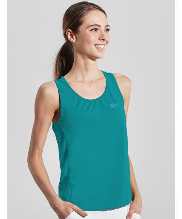 Sportkind Girls & Women Tennis Tank Top - Loose Fit Breathable UV Protection UPF 50+ - Petrol Green M - Buy Online on GoSupps.com