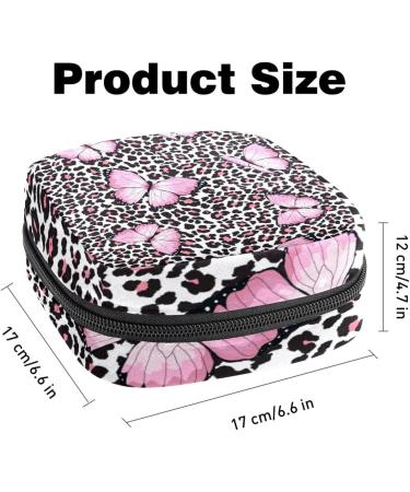 Pink Butterfly & Leopard Pattern Women's Napkin Storage Bag - Portable Menstruation Cup & Tape - Ideal for First Period Essentials - Buy Online on GoSupps.com
