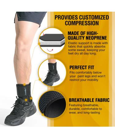 Doc Miller Ankle Brace for Women & Men - Plantar Fasciitis & Achilles Tendonitis Support | Ankle Sleeve & Stabilizer for Sprain & Joint Pain Relief - Medium Black - Buy Online on GoSupps.com