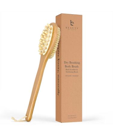 Dry Brushing Body Brush for Lymphatic Drainage with Anti Cellulite Massager - Long Handle Dual Sided Body Brush for Showering - Dry Brush for Body Back Scrubber for Shower (1Pc) 1 Count (Pack of 1)