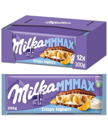 Milka Large Alpine Milk Chocolate Board - 12 x 300g - With Yogurt Filling - Crispy Rice & Corn Flakes
